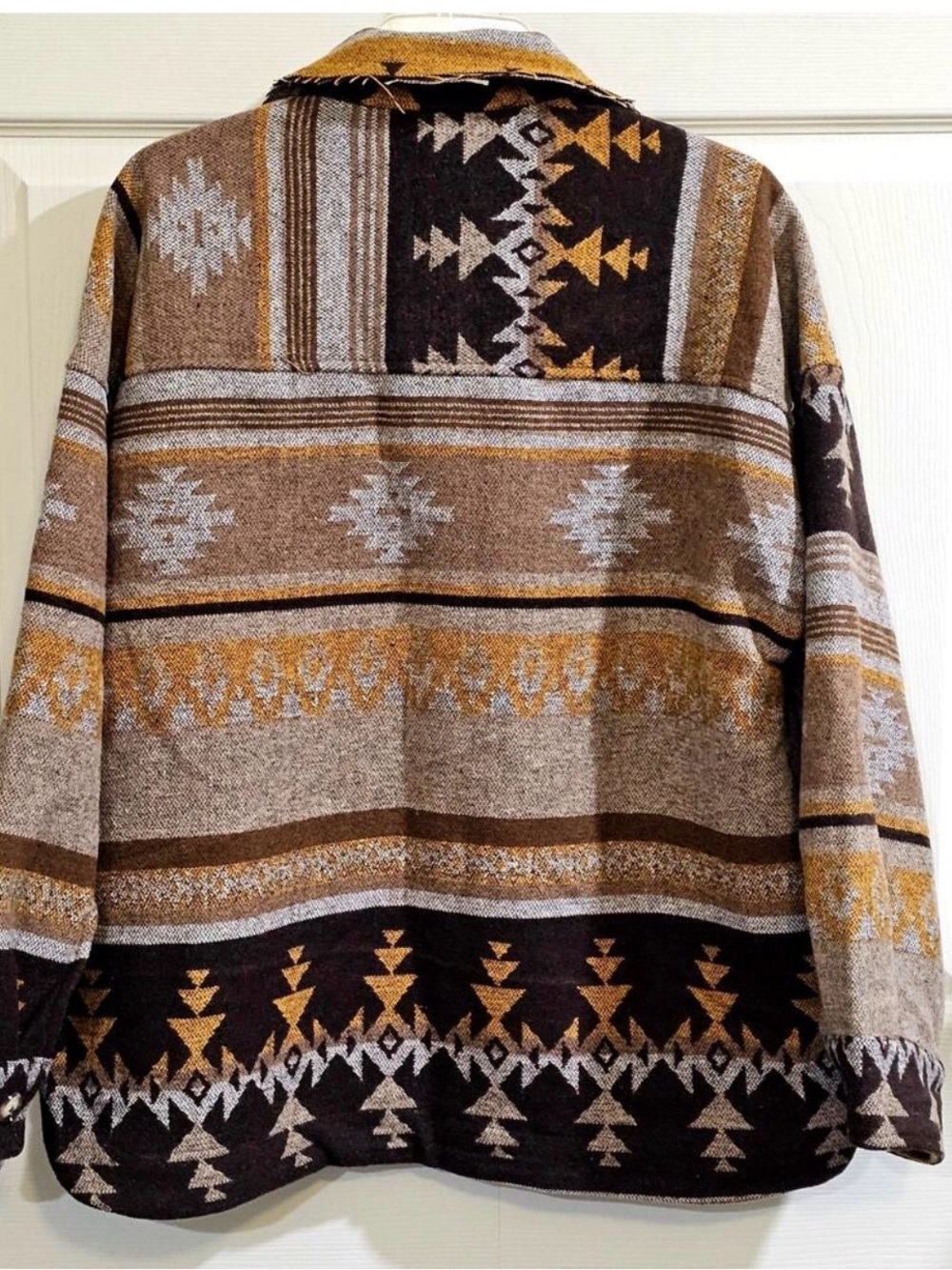 Aztec Shacket Shirt Jacket Boho Western Southwestern Tribal Print Oversized - Picture 4 of 8